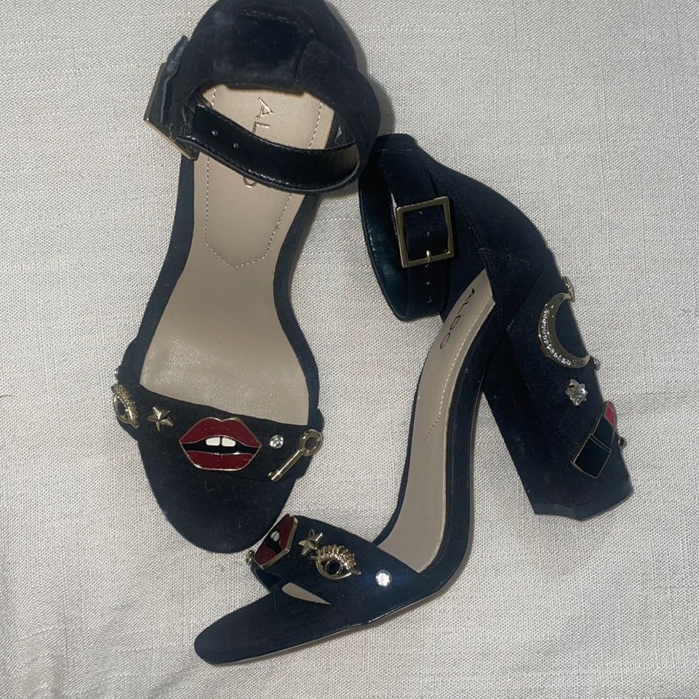 ALDO black embellished heeled sandals